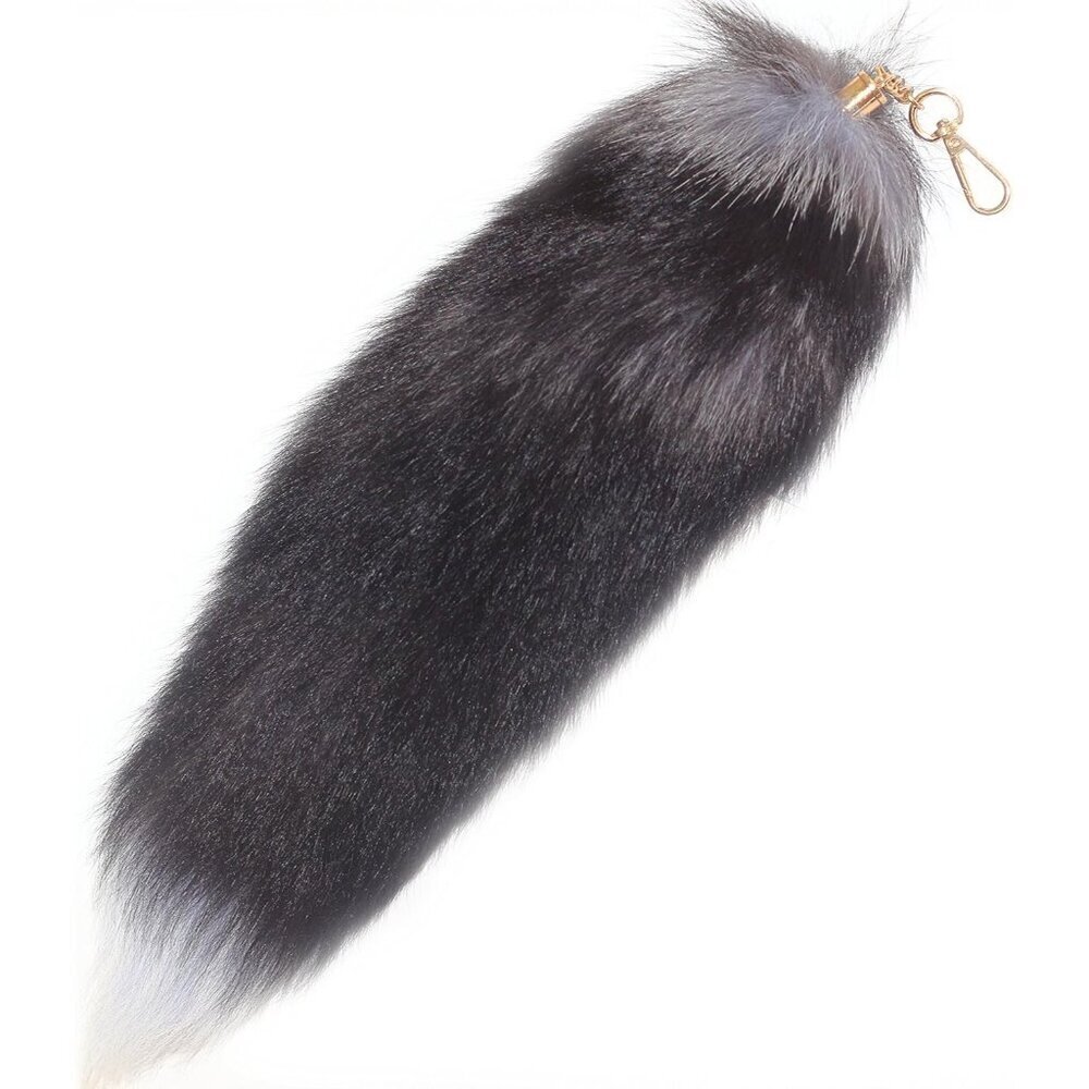 ⚡Brown Authentic FoxRaccoon Tail Charm With Golden Keychain Perfect and Fashion